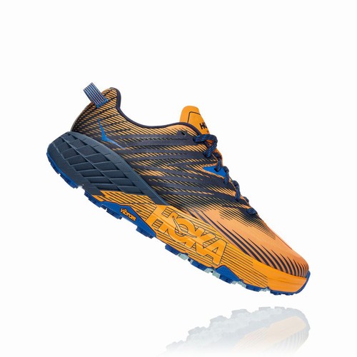 Hoka One One SPEEDGOAT 4 Trail Running Shoes For Men India Yellow/Navy IN-1832